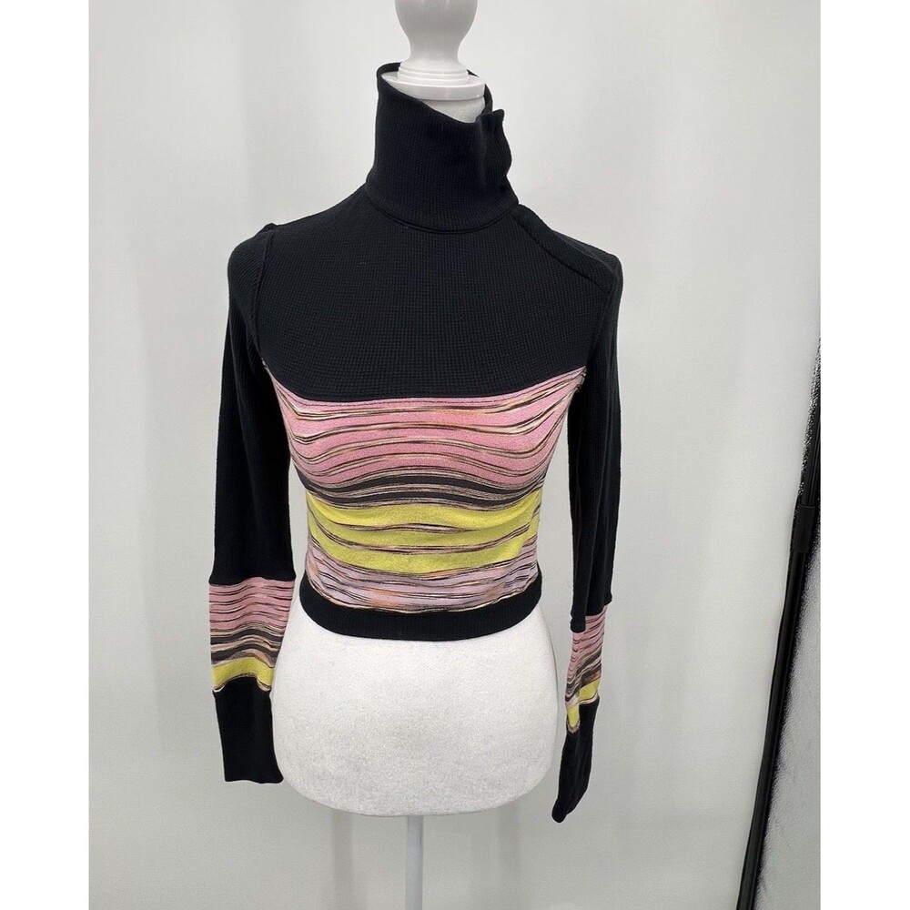 Free People Movement Mountain Mama Layering Crop Pullover Top Size XS Striped